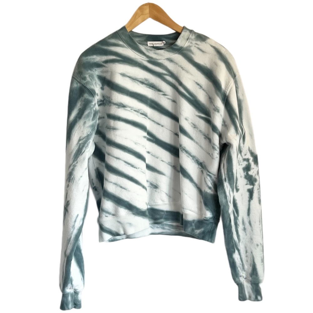 Good American Boyfriend Tie Dye Sweatshirt Crewneck Orion Blue Size Small - Picture 5 of 12